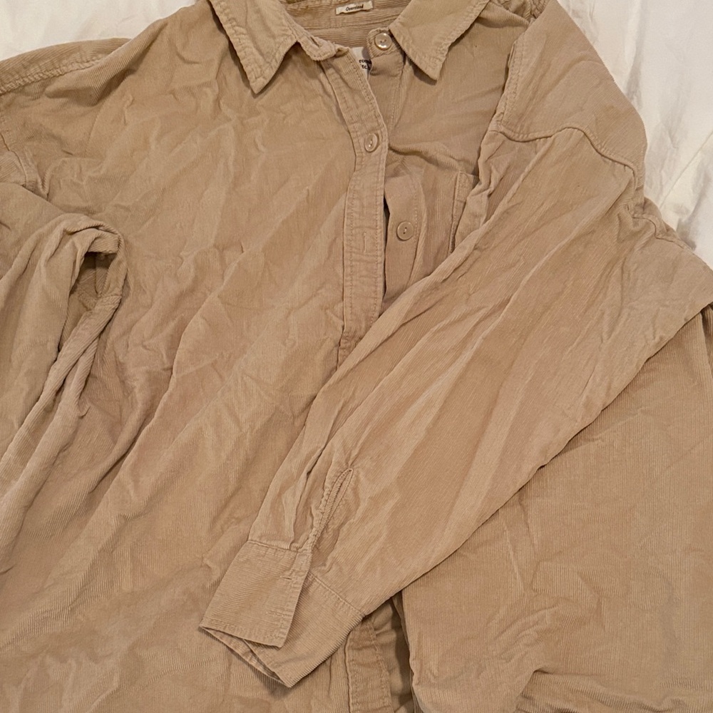Abercrombie & Fitch Oversized Beige Corduroy Shirt